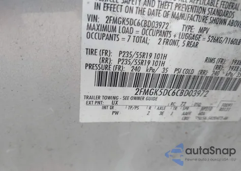 2012 Ford Flex Limited from USA, damaged, VIN 2FMGK5DC6CBD03972